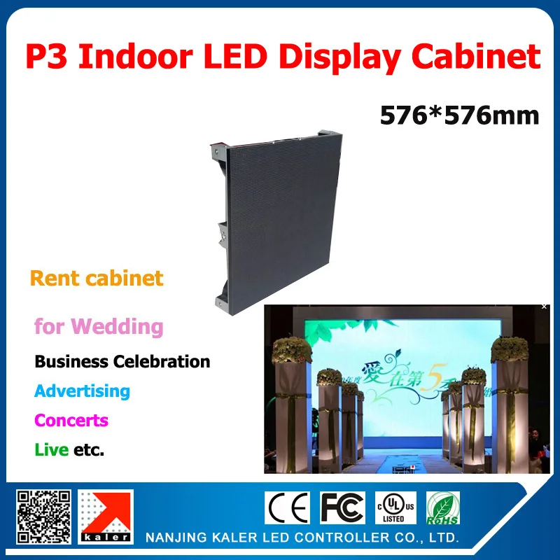 

kaler Indoor P3 Led Display Cabinet Die-casting Aluminum 576*576mm P3 SMD RGB Modules 192*96 Pixel 1/16 Scan P3 LED Panel