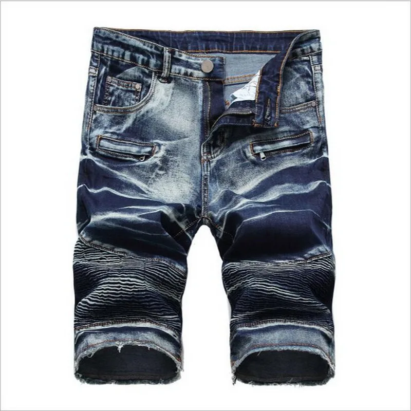 Для мужчин Рваные джинсовые шорты стрейч Slim Fit Мода короткие уличная рваные