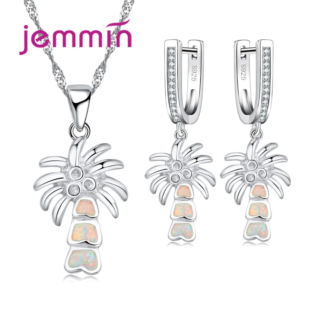 Lastest кокосовой пальмы Белый огненный опал серьги в виде капель с опалом кулон