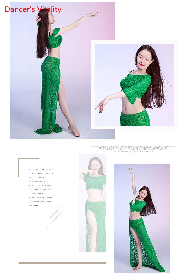 Кружевной восточный танец костюм для взрослых 2 шт. Танец живота Bling Bling Юбка Свободный топ-танцор Повседневная одежда M-L