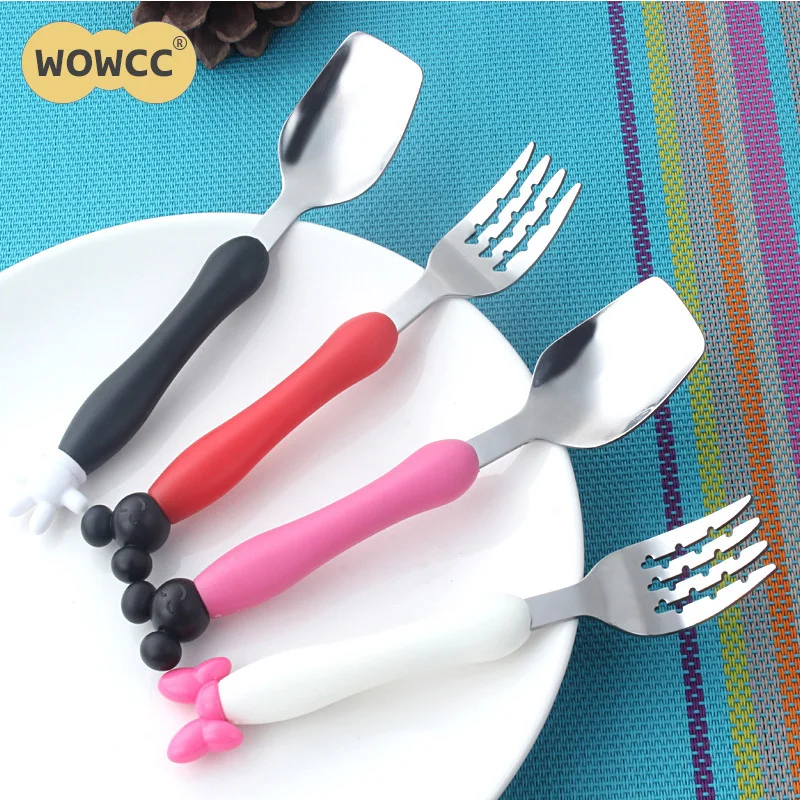 Детская Ложка Микки из нержавеющей стали вилка Минни креативная портативная для