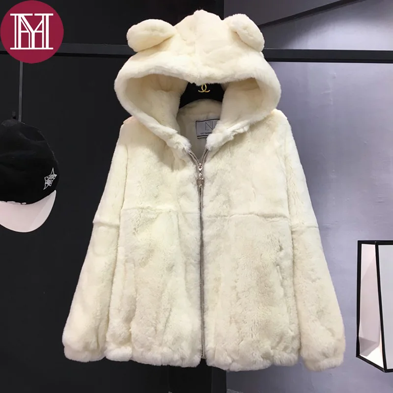 Новинка Модная зимняя женская утепленная натуральная куртка с мехом кролика