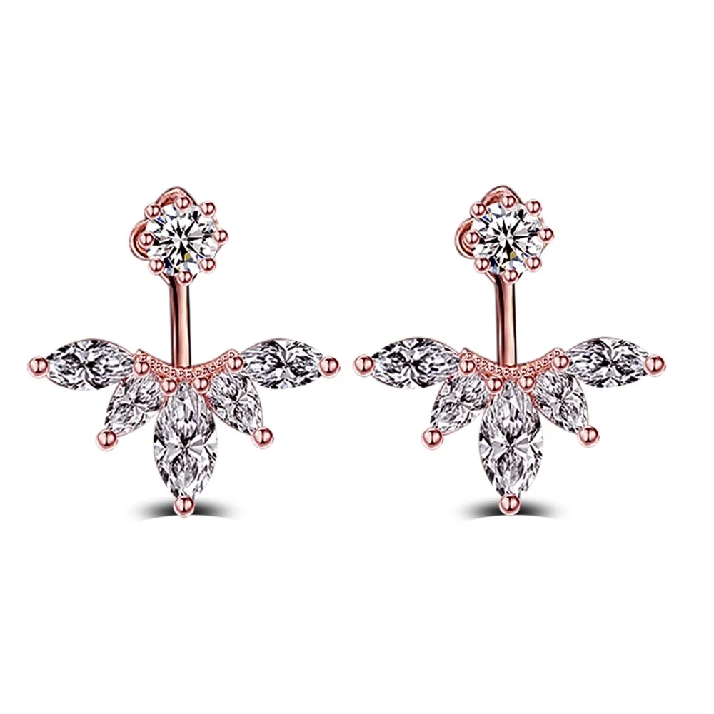 Fashion 925 Sterling Silver Shiny Cubic Zirconia Crystal Beads Neckband Stud Earrings for Women Wedding Bijoux Brincos E472 | Украшения и