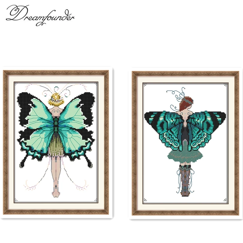

The butterfly fairy cross stitch kit aida 14ct 11ct count print canvas stitches embroidery DIY handmade needlework