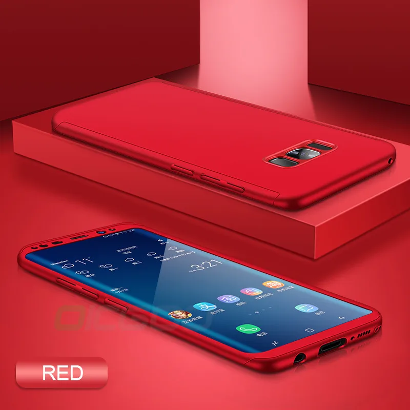 Красный OICGOO 360 полный защитный чехол для телефона для samsung Galaxy S10 S9 S8 Plus S7 Edge чехол для Galaxy Note 9 8 S10E S9 - Цвет: Красный