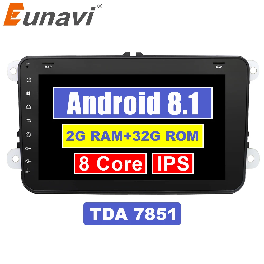 Eunavi 2 Din 8 дюймов Android 1 автомобильный радиоприемник стерео для VW JETTA GOLF MK5 MK6 GTI Passat B6