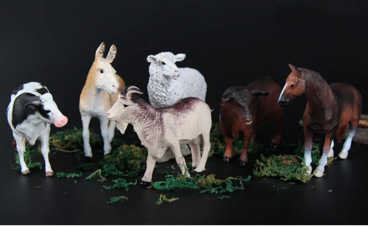 6PCS/set Plastic Zoo Animal Figure Panda Tiger Orangutan Sheep Wolf Dogs Kids Toy Lovely Toys Set Free Shipping | Игрушки и хобби