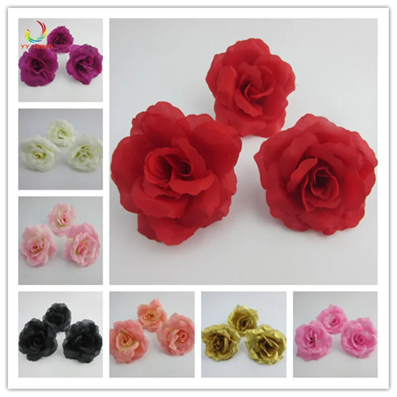 

100pcs Artificial Flowers Silk Roses flower Heads For Wedding Decoration Party Scrapbooking 7cm rose Floral Wreath Accessories