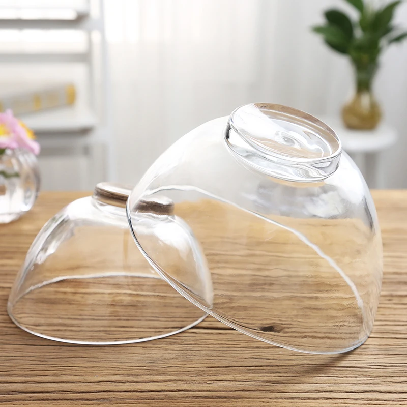 Упаковка из 2 шт салатная миска с прозрачной косой срез чаша прочного стекла