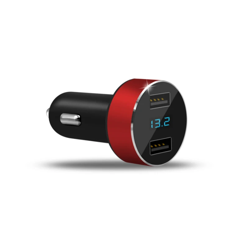 Автомобильное зарядное устройство Mini Dual USB со светодиодным дисплеем для Nissan qashqai