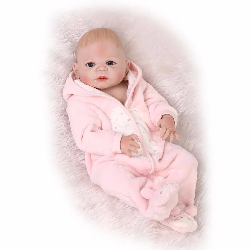 

23" Full silicone reborn baby doll lifelike newborn girl boy bebe reborn bonecas children gift can bathe bearheaded