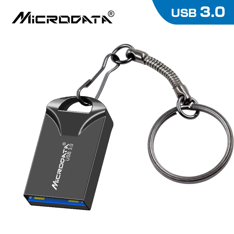 Высокоскоростной USB 3,0 мини флеш-накопитель 16 ГБ 32 ГБ 64 Гб 128 ГБ флеш-накопитель водонепроницаемый металлический usb флеш-накопитель брелок-ручка карты памяти - Цвет: Черный