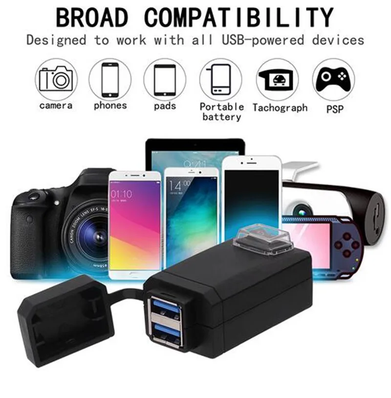 Зарядное устройство для мотоцикла WUPP QC3.0 с двумя USB портами 12 В| |