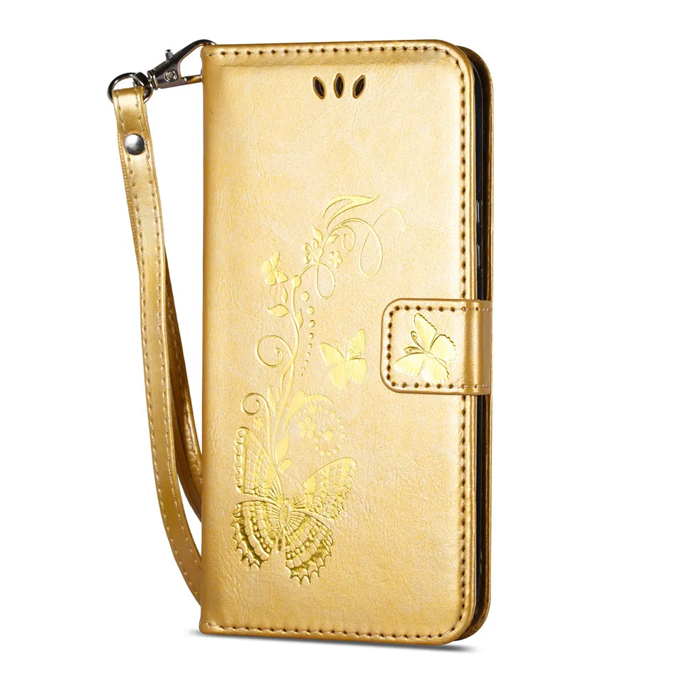 Gold Роскошный Золотой бабочка чехол для samsung Galaxy j4 j6 A6 плюс S8 S9 j2 Pro j3 j5 j7 фото чехол-кошелек с рамкой для D02G - Цвет: Gold