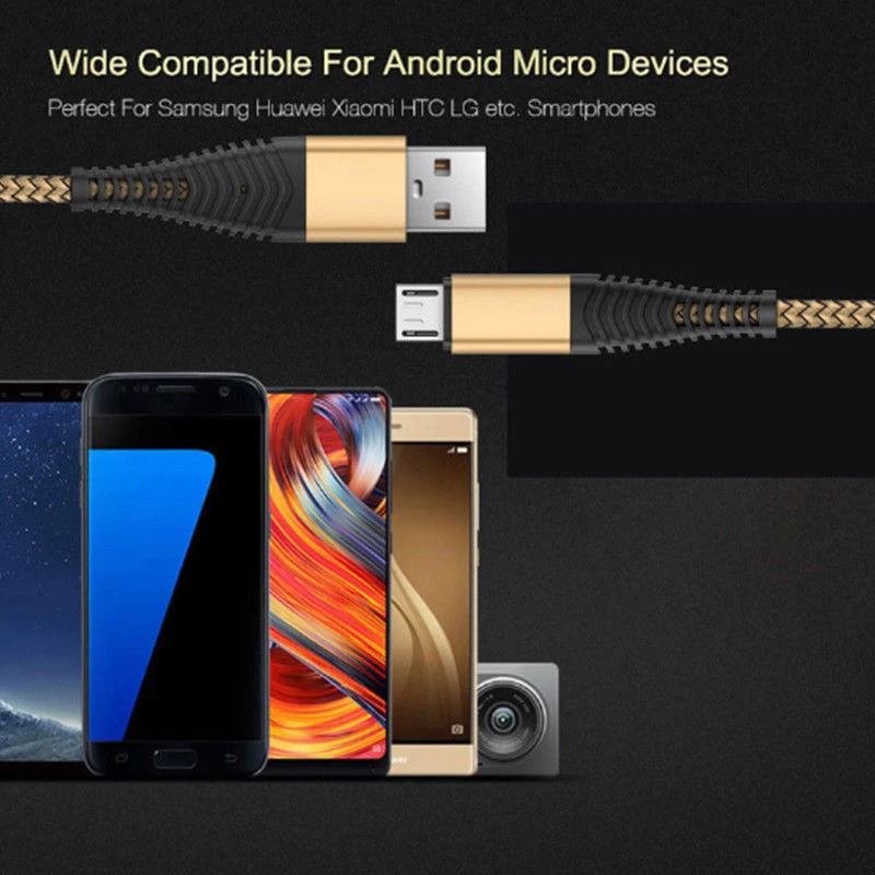 Кабель Micro USB для быстрой зарядки и передачи данных телефона 1 м 2 3 Samsung S4 S5 S6 S7 Edge