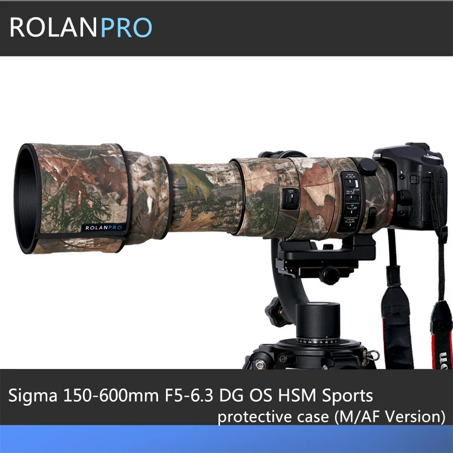Фото Камуфляжный чехол для объектива камеры ROLANPRO для SIGMA 150-600 мм F5-6.3 DG OS HSM, спортивный защитный чехол, дождевик для одежды №1