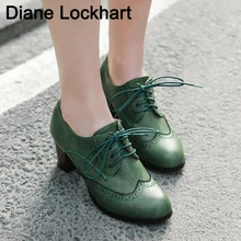 ผู้หญิงฤดูใบไม้ร่วงOxfordรองเท้าLace UpรอบToeผู้หญิงรองเท้าสไตล์อังกฤษรองเท้าส้นสูงสุภาพสตรีChaussure ...