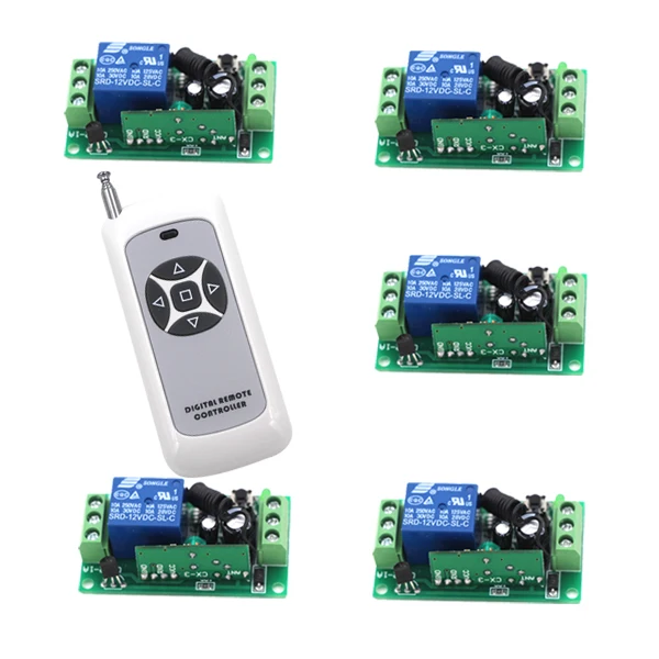 

Реле дистанционного управления Переключатель высокой нагрузки тока RF беспроводной смарт-переключатель 315 МГц 1 передатчик + 5 приемников ум...