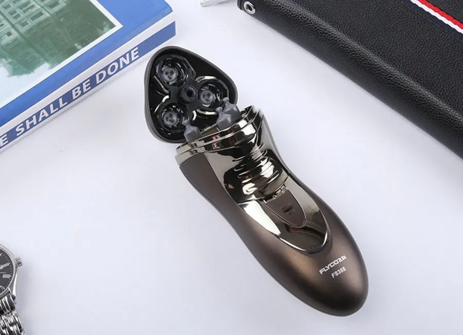 Flyco fs355 аккумуляторная бритва 3D плавающее лезвие бритвы 110 v бритва человек смарт-бритва из водонепроницаемого материала с откидной триммер