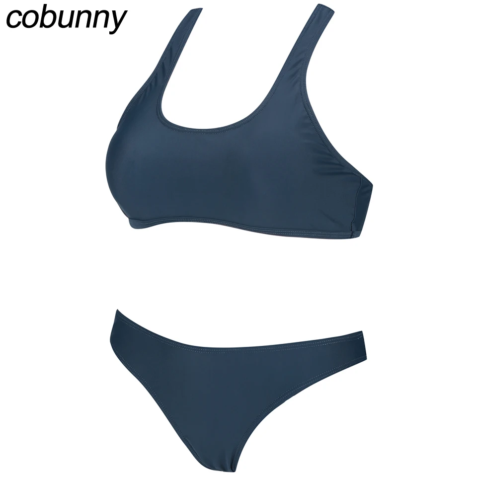 Cobunny бандо комплект бикини 2018 для женщин купальники малышек Твердые Мягкий Топ