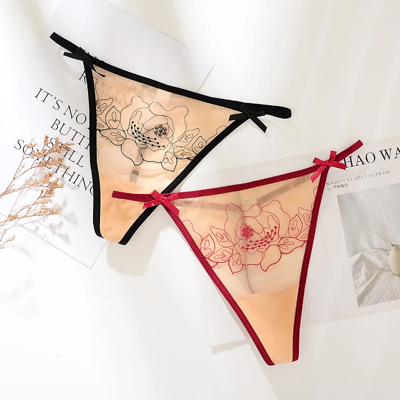 OSEMISS сексуальный вышитый полный прозрачный стринги ПЕРСПЕКТИВА женские