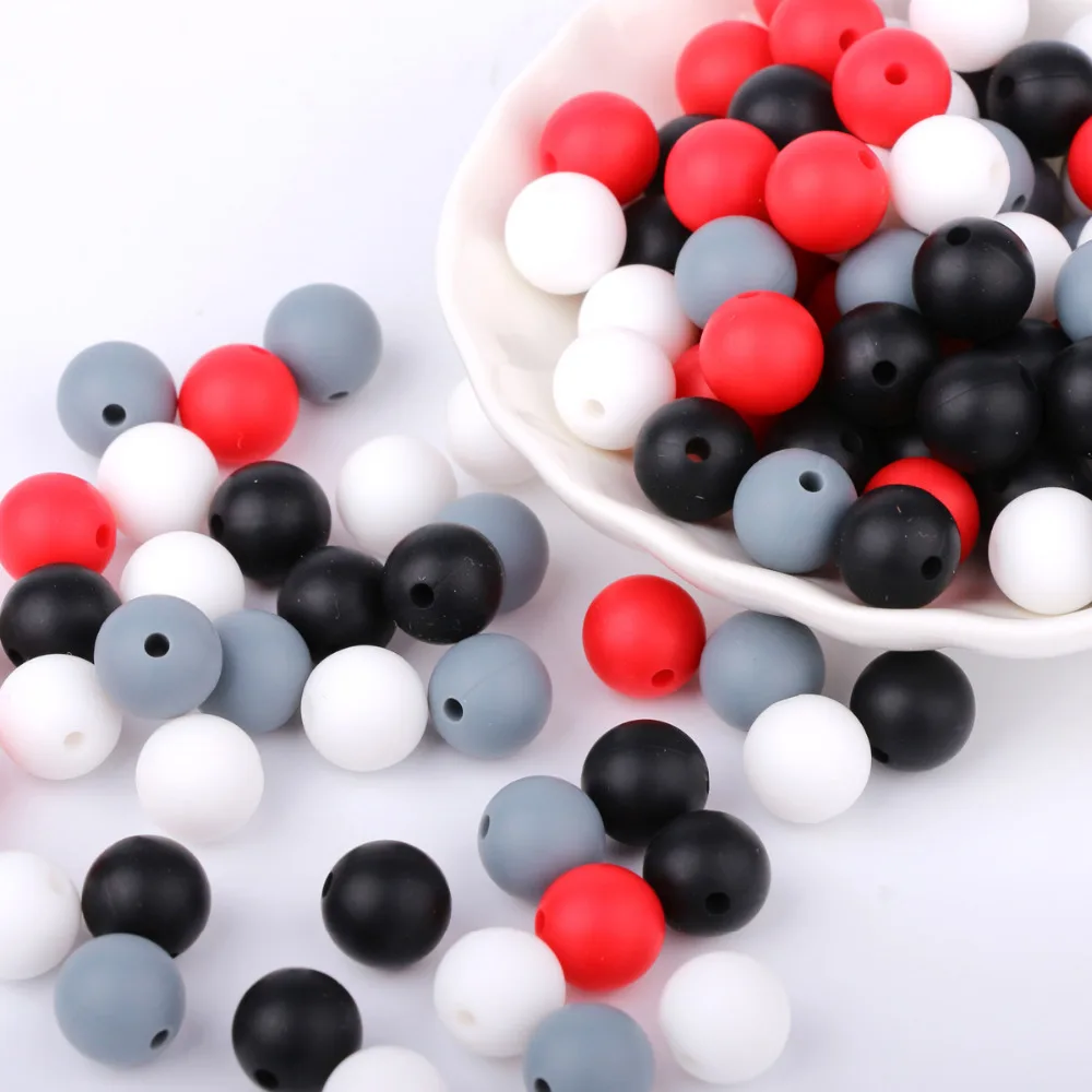 TYRY.HU-Cuentas redondas de dentici&oacute;n de silicona para beb&eacute;, cuentas masticables de grado alimenticio sin BPA, juguetes para morder, 12mm, 40 Uds.-4