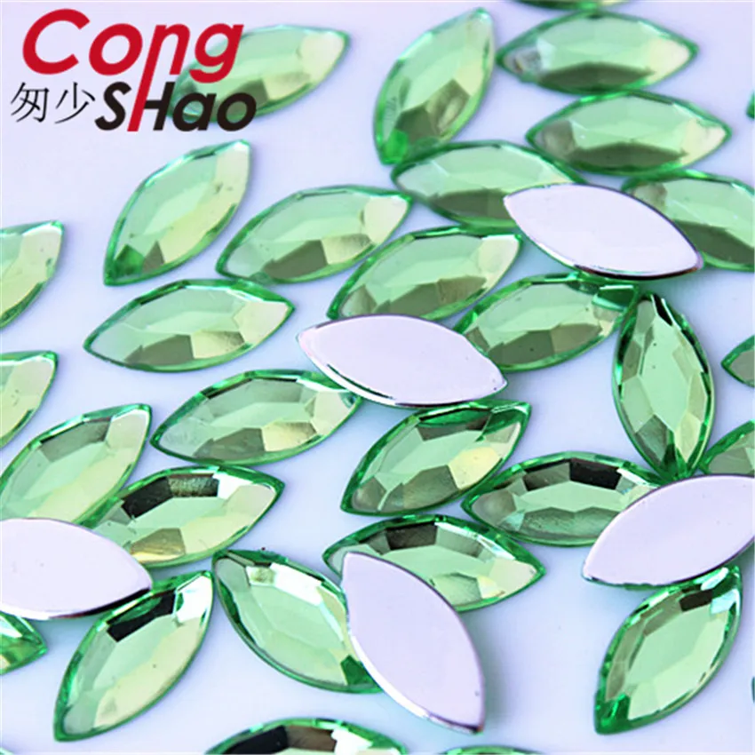 Разноцветные акриловые стразы Cong Shao 300 шт. 7*15 мм с плоской задней поверхностью