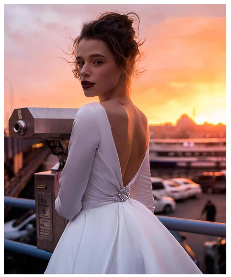 

SOFUGE Boho Wedding Dress Sleeves A Line Vintage Princess Informal Wedding Gown Elegant Beach Bride Dress 2019