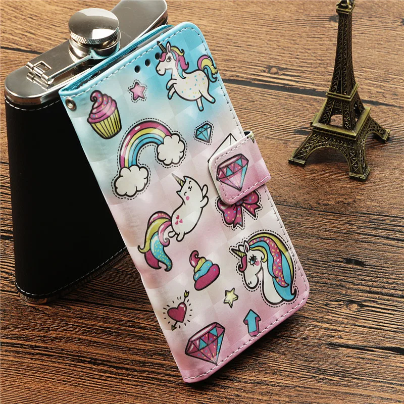 

Wekays For Huawei Mate 10 Lite Case Cute Cartoon Unicorn 3D Leather Fundas Brand Case For Coque Huawei Mate 10 Pro Cover Cases