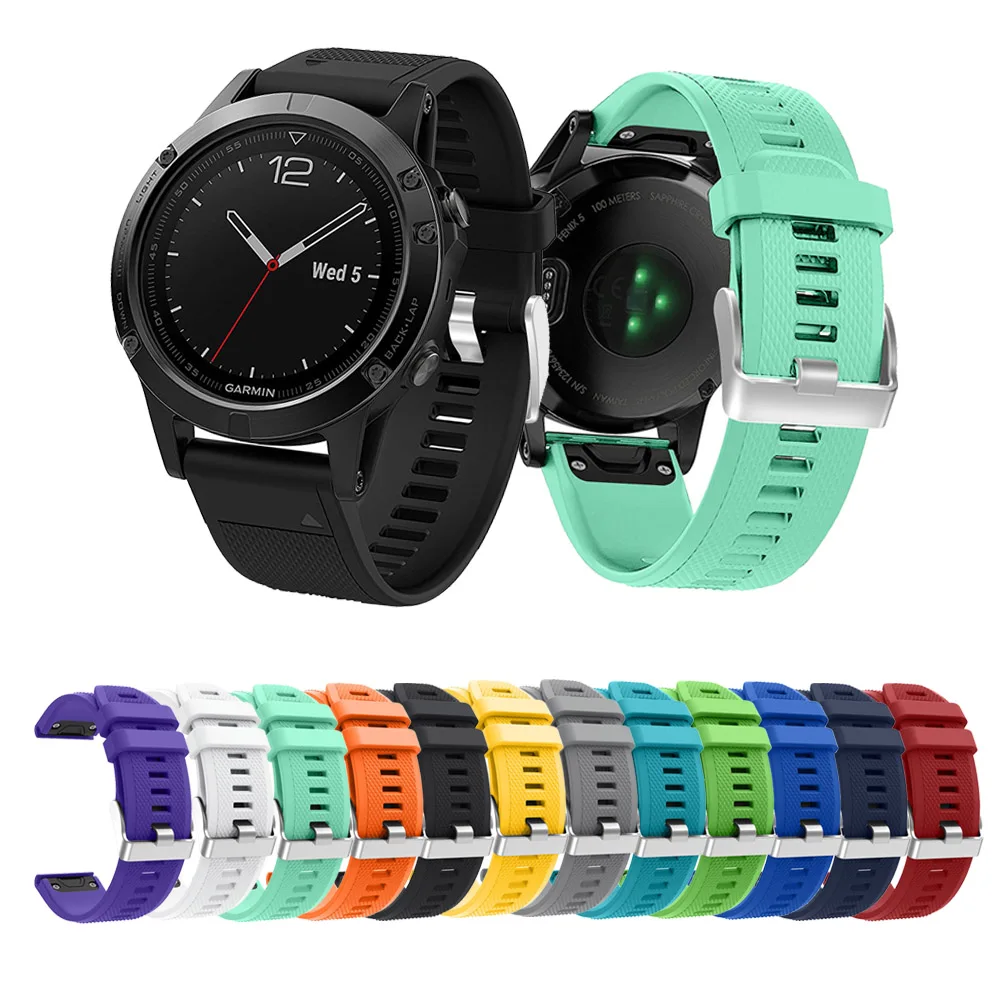 12 цветов мягкий силиконовый Quick Release замена ремешок браслет для Garmin Fenix 5 22 мм Easyfit