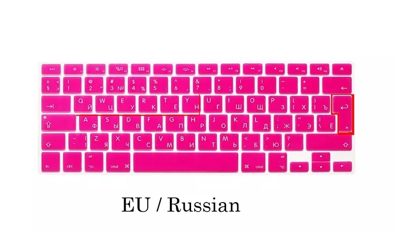 EU Hot pink ЕС/США силиконовый чехол для Macbook Pro retina 13 15 русская клавиатура A1502 A1398 для Macbook retina 13 15 русская крышка клавиатуры - Цвет: EU Hot pink