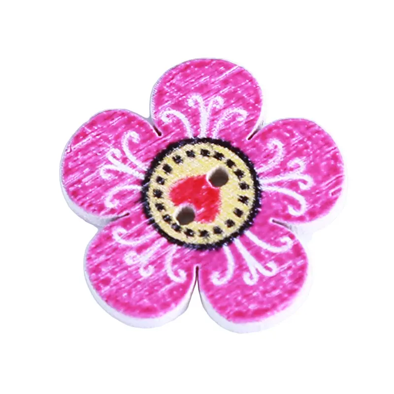 100Pcs Popular Flower Shaped Buttons Home Decoration Crafts Wooden Scrapbooking 2 Holes Mixed Wood Sewing | Дом и сад