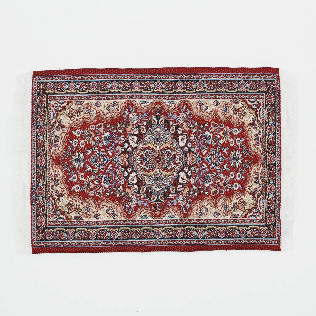 

1:12 Rectangle Red Rug Dollhouse Carpet Floor Coverings Miniature Decor