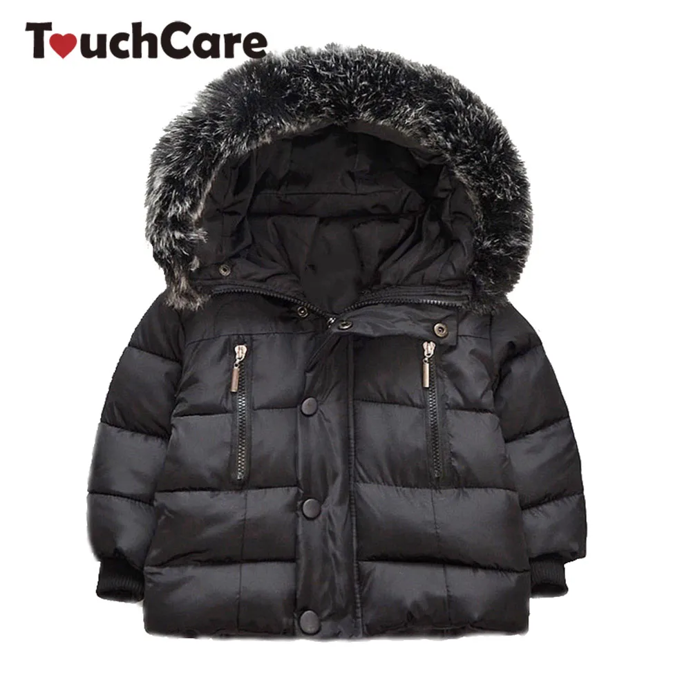 Touchcare/теплые зимние пальто для детей Толстая куртка с капюшоном мальчиков и