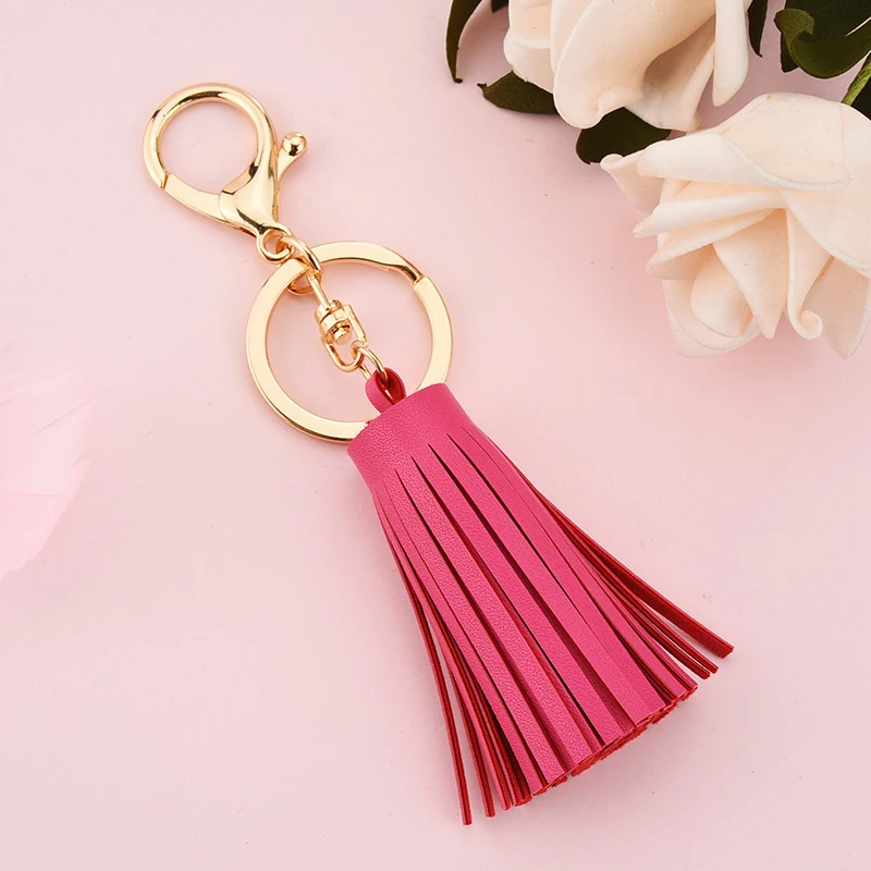 Модное Золотое круглое кольцо для ключей из искусственной кожи брелок с