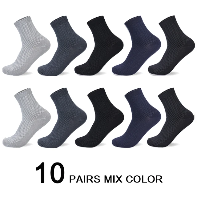 10 PAIRS MIX COLOR WMZHH 10 пар, высокое качество, мужские деловые брендовые носки, модные мужские бамбуковые носки, дезодорирующие, мужские носки, черные - Цвет: 10 PAIRS MIX COLOR