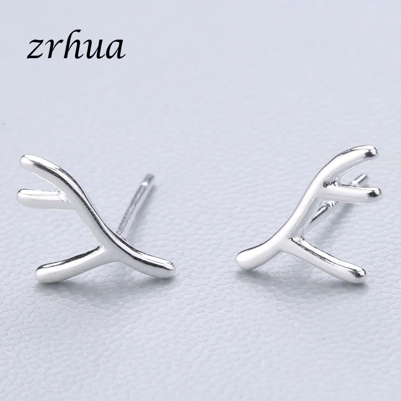ZRHUA 925 пробы серебряные сплайсинга милые серьги-гвоздики с животными для женщин повседневные Девушки Brincos личность Стерлинговое Серебро-ювелирные изделия