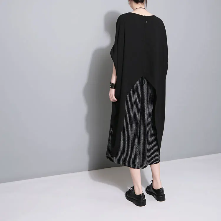 Cakucool Solid Black White Blouse Shirt Women Summer Short Batwing Sleeve Blusas Casual Asymmetric Loose Large Size | Женская одежда