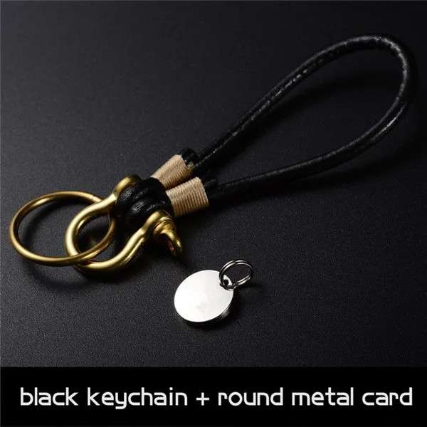 Black set 2 QOONG чистый ручной плетение ретро брелок держатель Съемный латунный Пряжка брелок натуральная кожа металлический автомобильный брелок N06 - Цвет: Black set 2