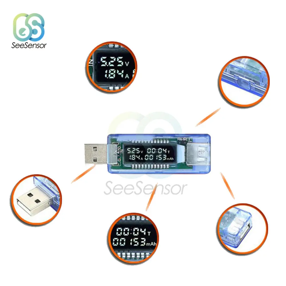 USB-тестер для аккумуляторов вольтметр внешний аккумулятор диагностический
