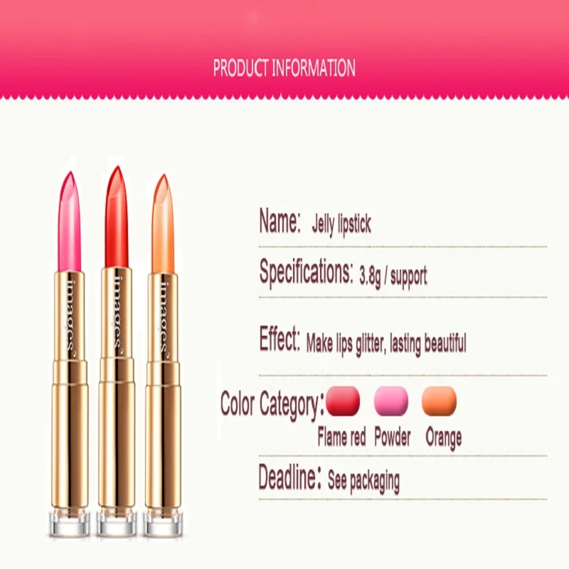 images Jelly Lipstick Color Temperature Change tint lipstick Long Lasting Moisturizing Lip Gloss Not Fade Care lip balm |