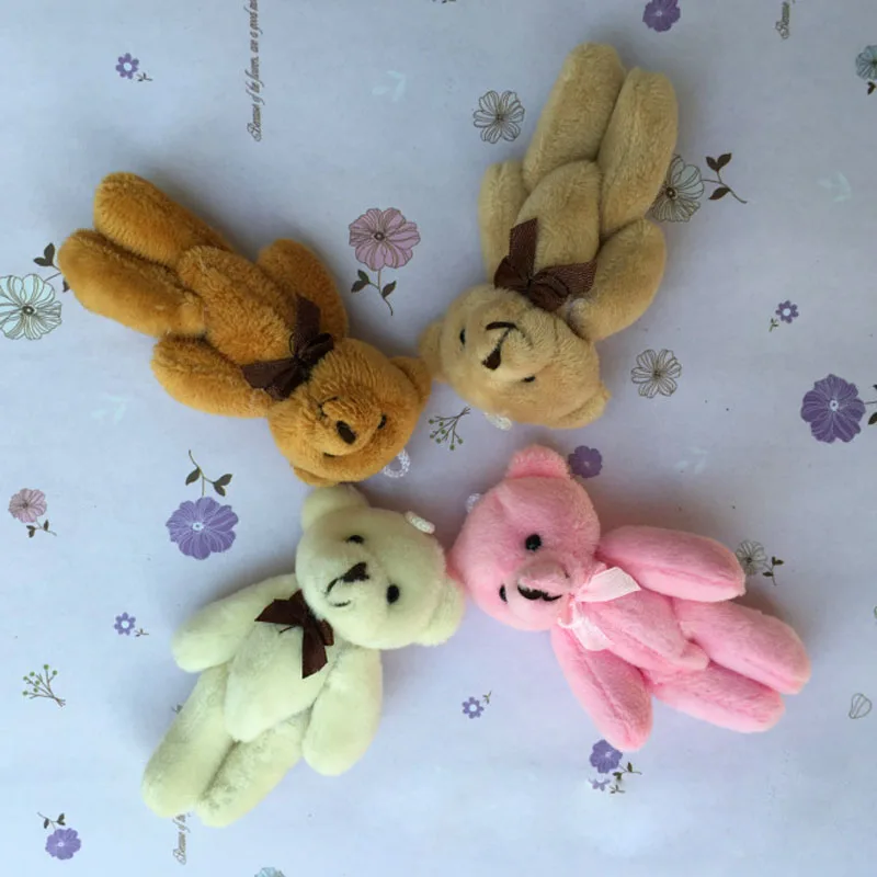 

Stuffed Bear Toy Wedding Gift Bouquet Decor Doll Toy Super Kawaii 8CM Joint Bowtie Bear Plush Doll Toy