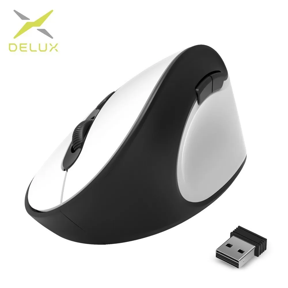 White Wireless Delux M618SE 2,4G беспроводная мышь 6 кнопок 1600 dpi эргономичная Вертикальная оптическая офисная компьютерная мышь Беспроводная для ПК ноутбука - Цвет: White Wireless