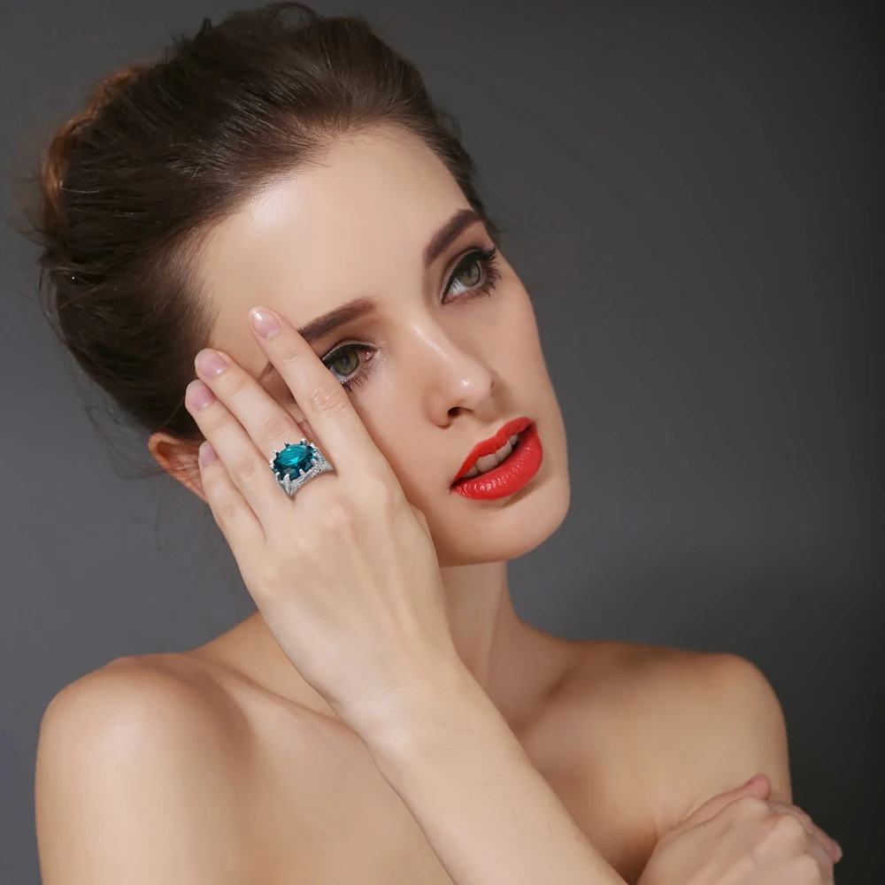 Mdean белого золота Цвет кольца для Для женщин кольцо с фианитом класса ААА