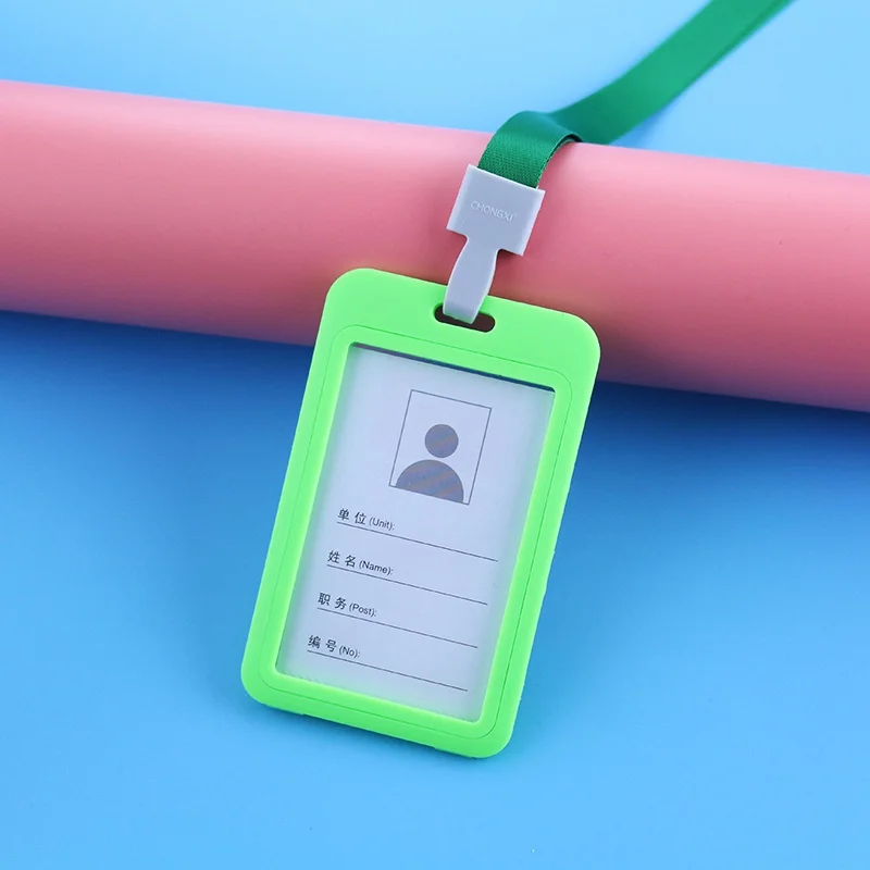 light green 1 шт. рабочий держатель для карт s с веревкой студенческий пластиковый держатель для карт имя работника ID карта Обложка металлический рабочий сертификат идентификационный значок - Цвет: light green