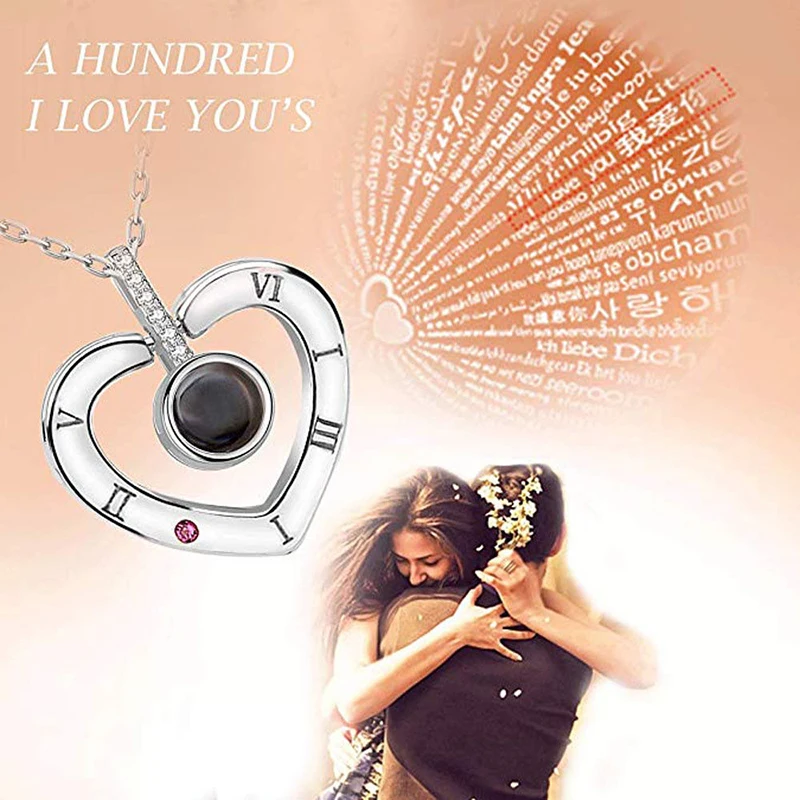 Heart Necklace Jewelry 100 Languages Lover Light Projection Pendant I Love You | Украшения и аксессуары