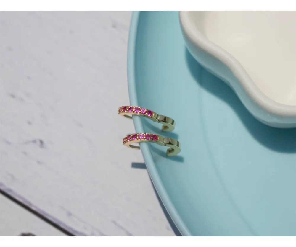 Серьги из стерлингового серебра 925 пробы, модные, персональные, красные, циркониевые, маленькие, для ушей, с пряжкой, дикие, простые, трендовые, женские, ювелирные изделия для ушей