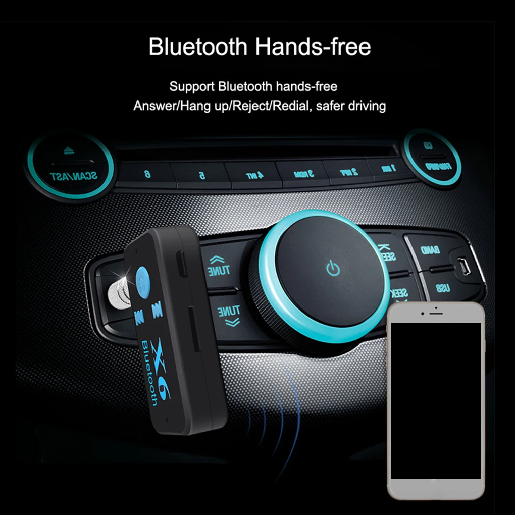 Автомобильный Bluetooth Aux адаптер X6 с поддержкой TF карты A2DP аудио стерео гарнитура