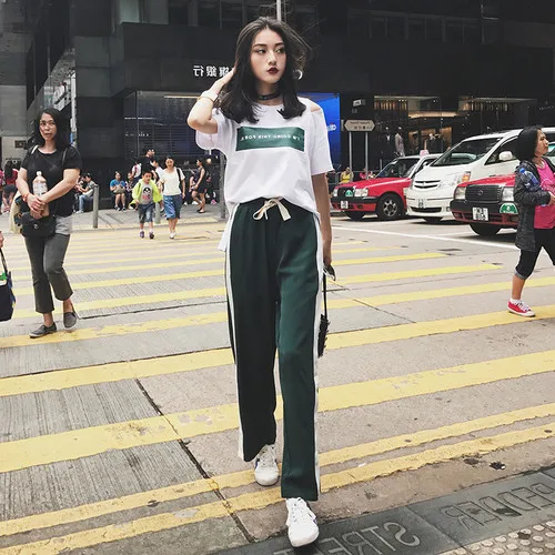 Женский спортивный костюм Зеленый Свободный Повседневный Комплект из двух