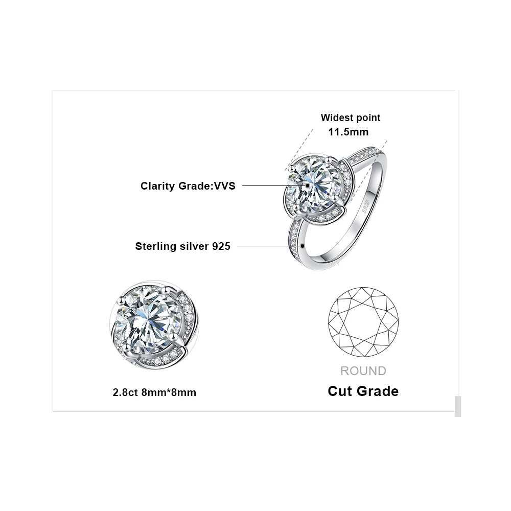 JewelryPalace цветок ветряная мельница 2.9ct фианит обещание Halo обручение кольцо 925 пробы серебро ювелирные украшения кольца для женщин